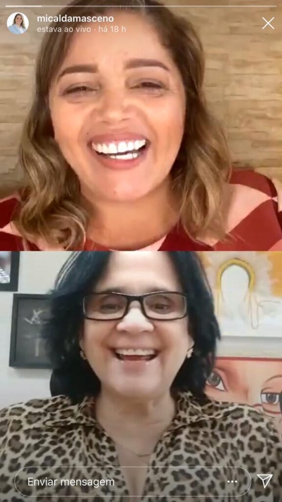 Mical Damasceno realiza live com ministra Damares e fala sobre a importância da família