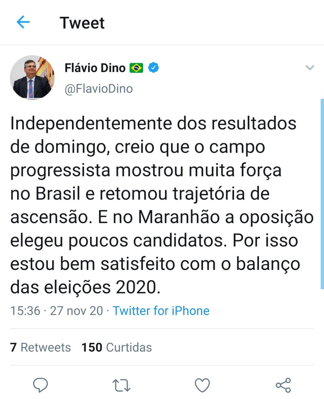 Dino já ver uma possível derrota de seu candidato no segundo turno de São Luís