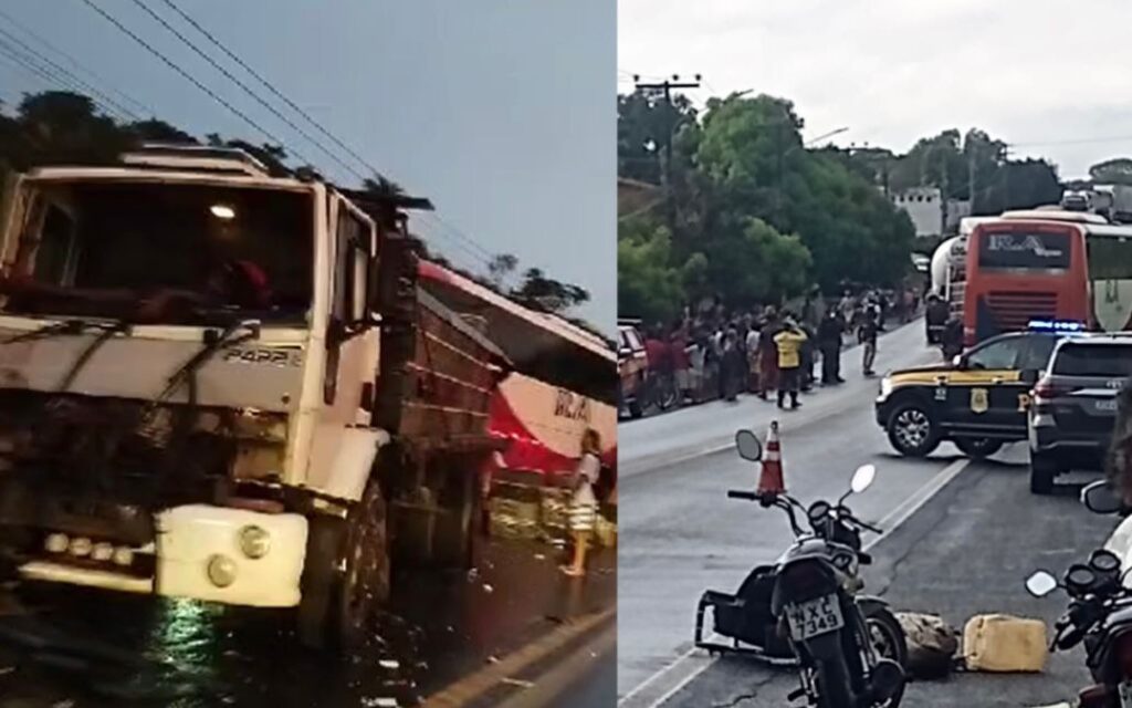 Ônibus de Turismo colide com traseira de caminhão em Timon no MA