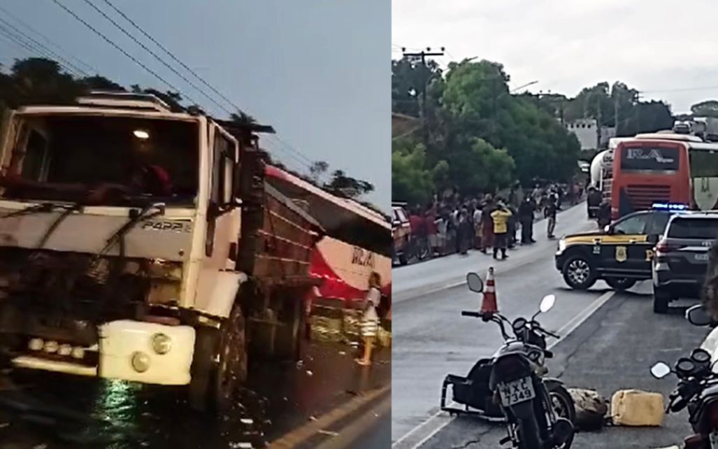 Ônibus de Turismo colide com traseira de caminhão em Timon no MA