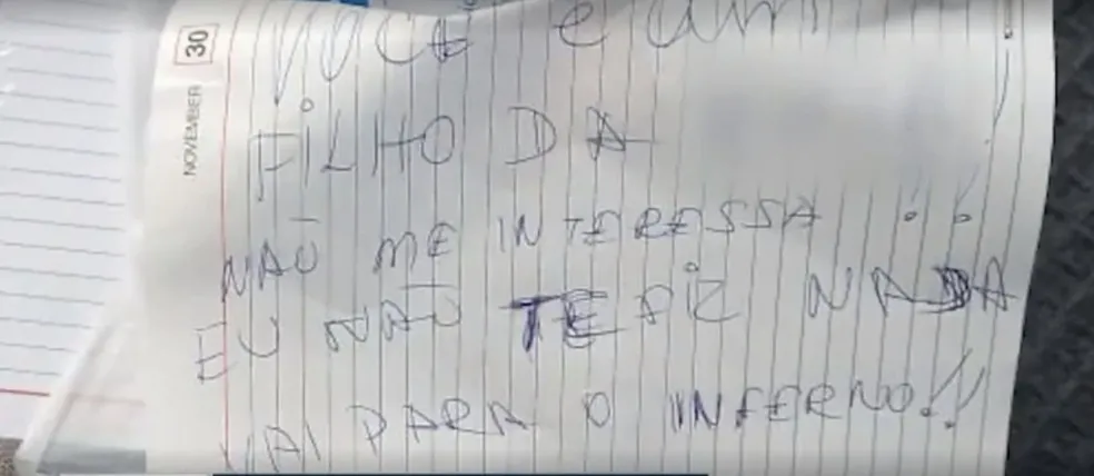 Veja o que estava escrito em bilhete deixado pelo suposto assassino do casal de empresários em Balsas