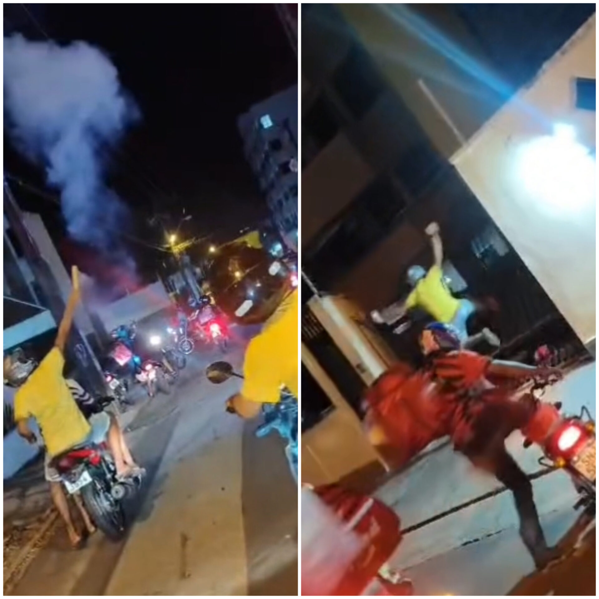 Motoboys derrubam portão de edifício e soltam foguetes após desentendimento com morador em São Luís