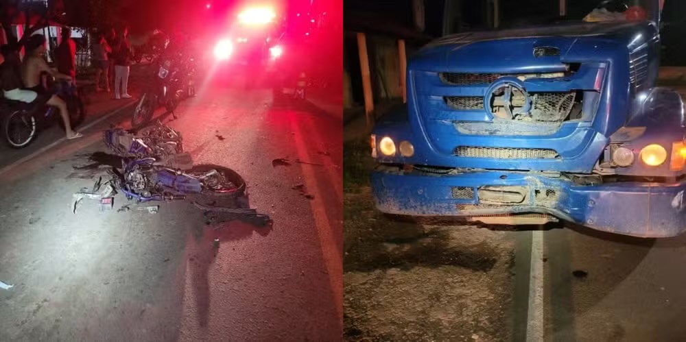 Colisão entre moto e caminhão deixa uma pessoa morta na BR-222 em Vargem Grande