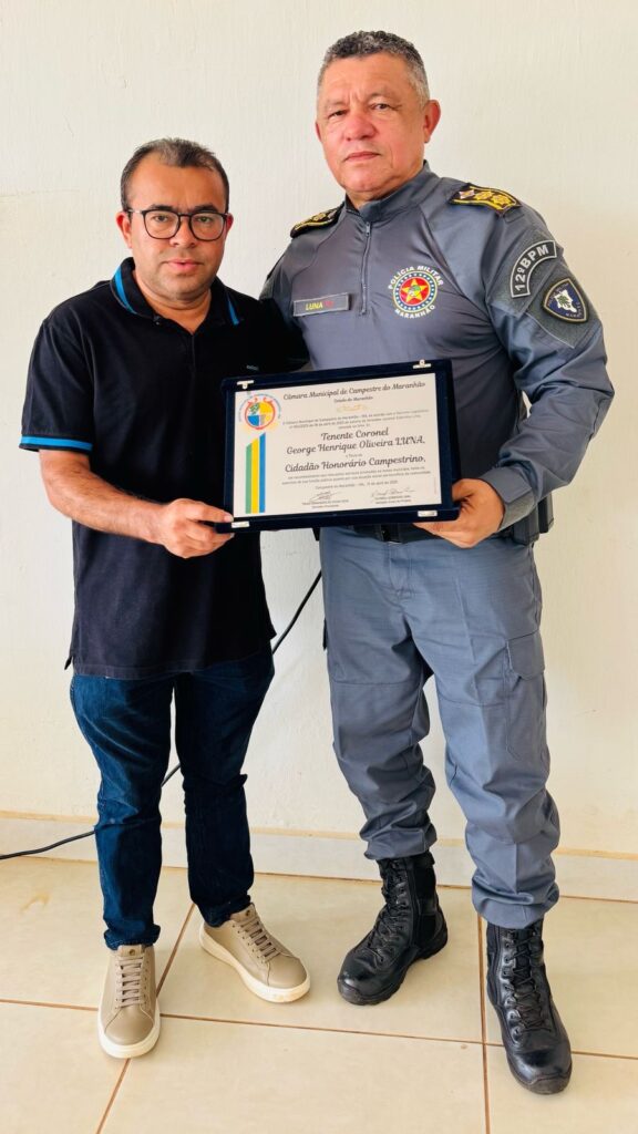 Comandante do 12º BPM, Tenente Coronel Luna recebe maior honraria de prefeito por seu excelente trabalho no Sul do Maranhão