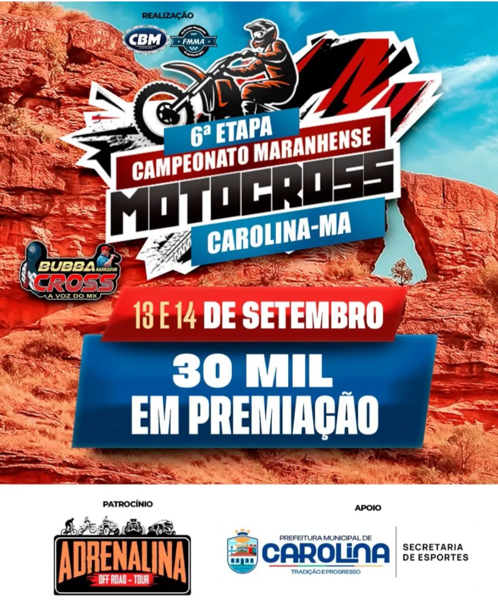 Carolina recebe a 6ª etapa do Campeonato Maranhense de Motocross com R$ 30 mil em premiação