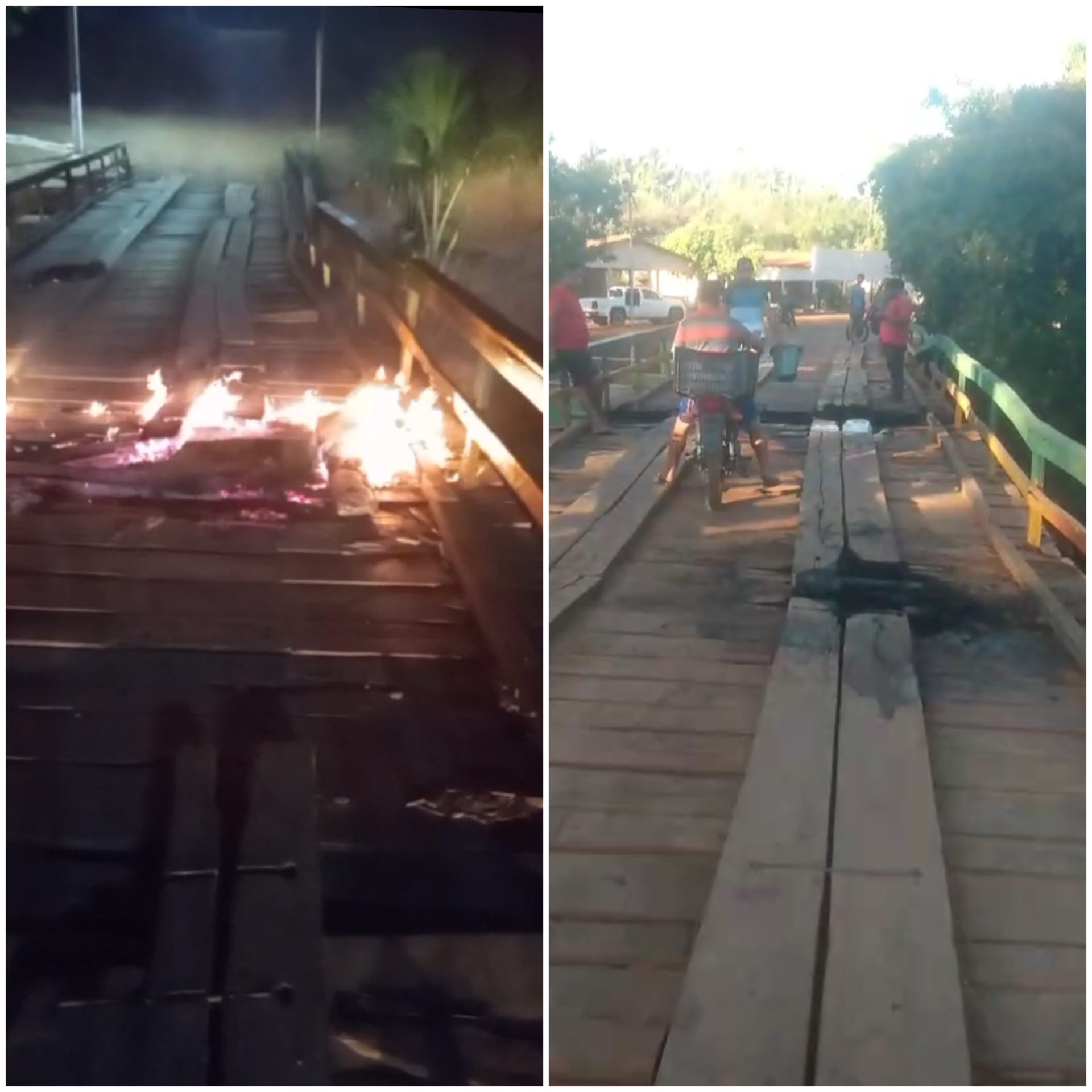 População ateia fogo em ponte sobre o Rio Alpercatas, entre Mirador e Fernando Falcão