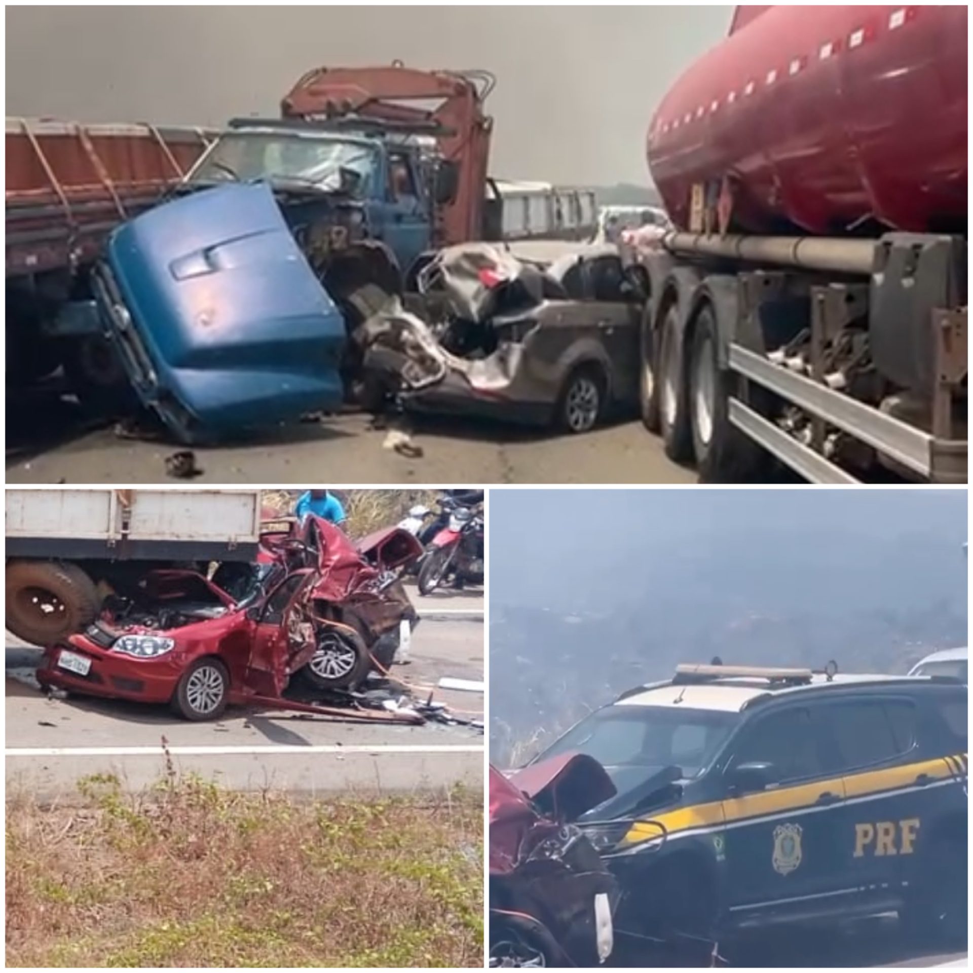 TRAGÉDIA: Fumaça causa acidente envolvendo vários caminhões, veículos e até viatura da PRF na BR-135