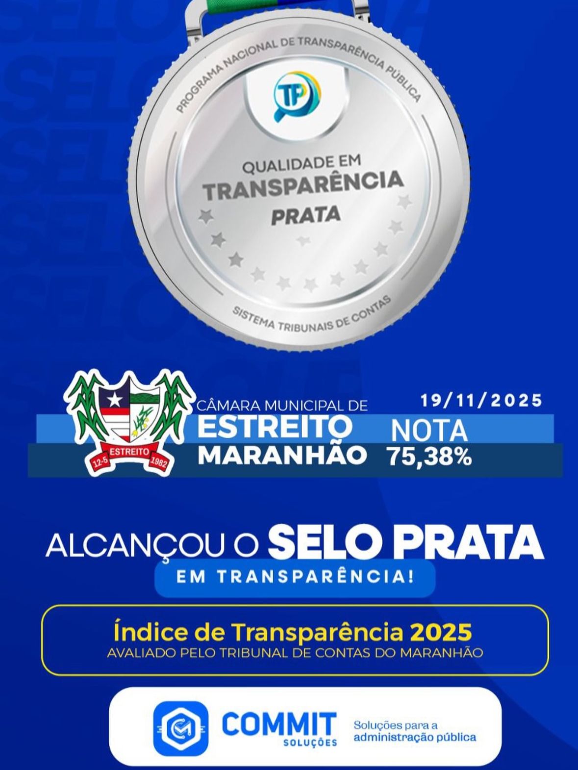 Com Helismar Moreira como presidente, Câmara de Estreito avança e recebe Selo Prata do TCE em transparência