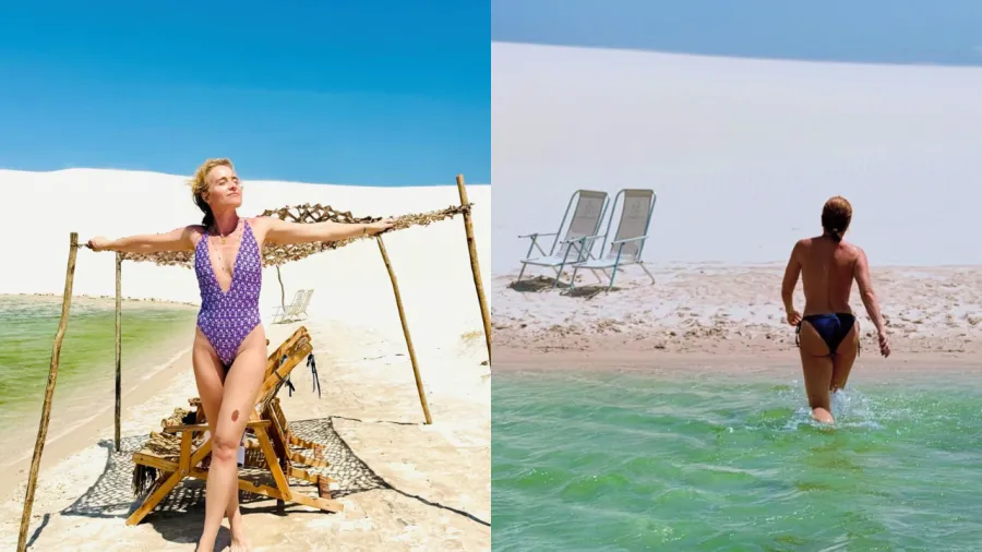 Angélica comemora aniversário com Luciano Huck nos Lençóis Maranhense com direito a topless