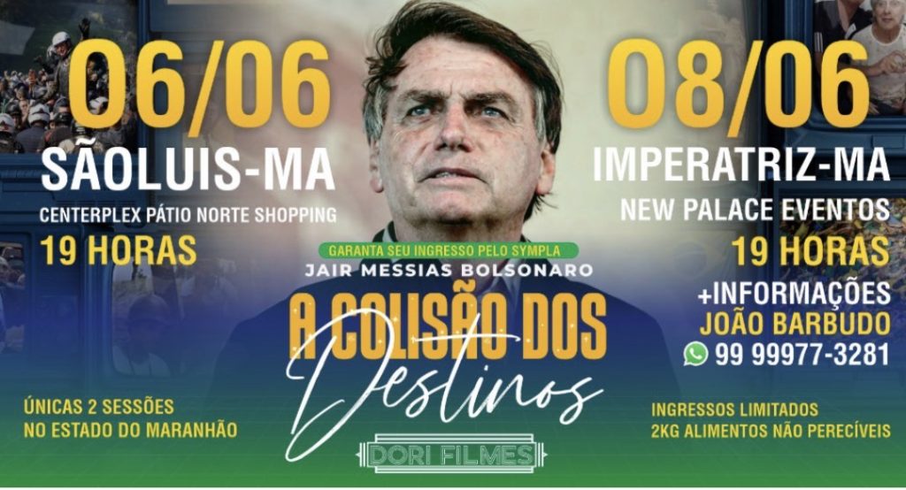 VÍDEO: Documentário sobre Jair Bolsonaro terá exibições em São Luís e Imperatriz neste mês de junho com ingressos quase esgotados