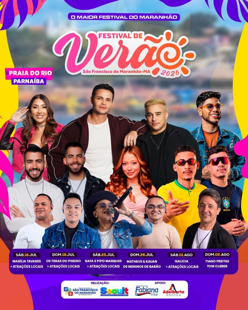 Tiago Freitas, Mateus e Kauan, Galicia entre outros vão animar o Festival de Verão de São Francisco do Maranhão